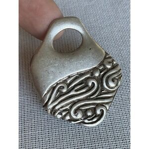 CSX 925 Sterling Silver Reversible Pendant Textured Design MOP Abalone Vintage